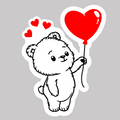 Bear red heart balloon