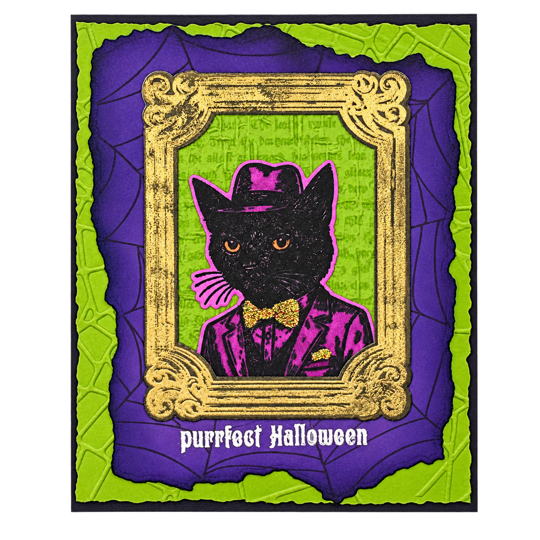 Purrfectly Dressed for Halloween, Handcrafted Halloween Card