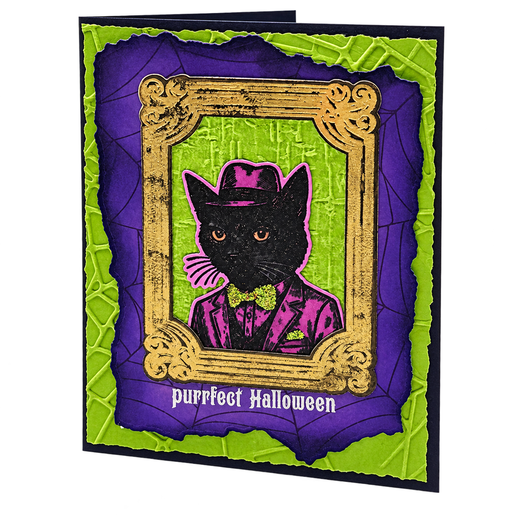 Purrfectly Dressed for Halloween, Handcrafted Halloween Card