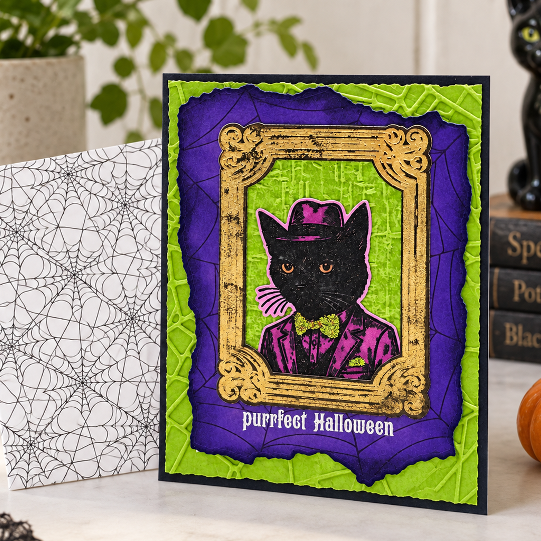 Purrfectly Dressed for Halloween, Handcrafted Halloween Card