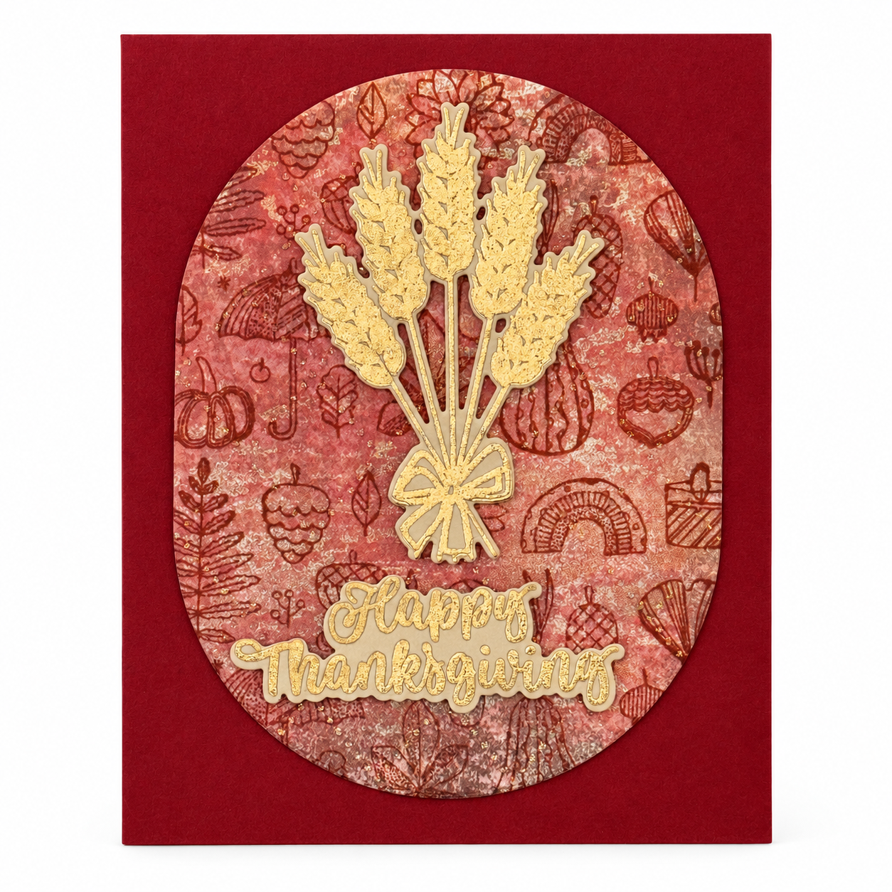 Golden Harvest Thanksgiving,  Handcrafted Card