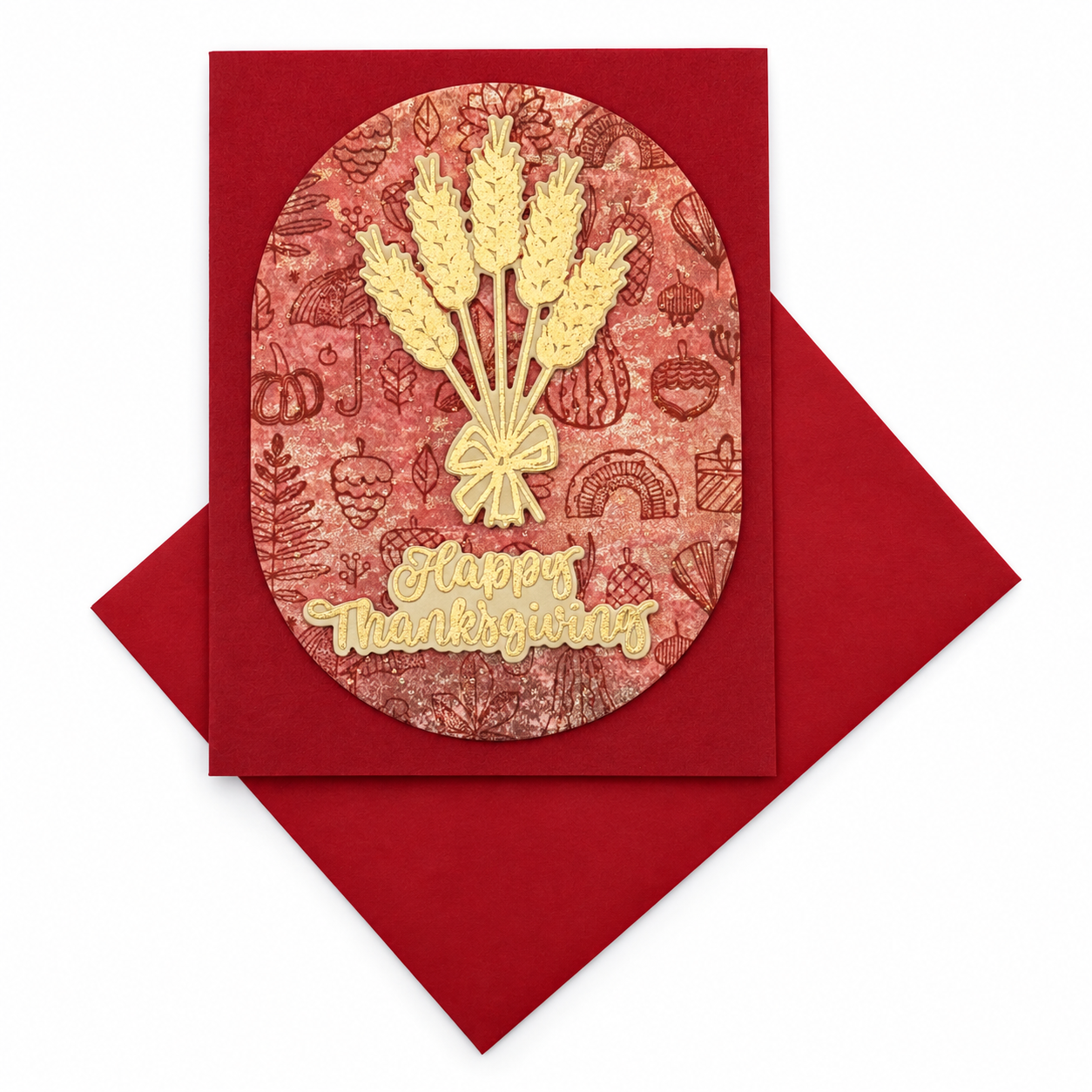 Golden Harvest Thanksgiving,  Handcrafted Card