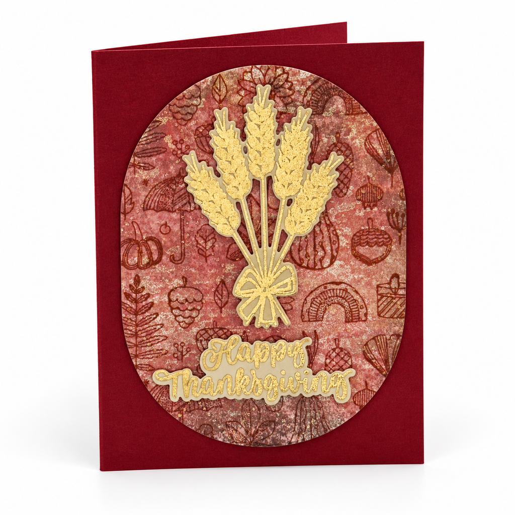 Golden Harvest Thanksgiving,  Handcrafted Card