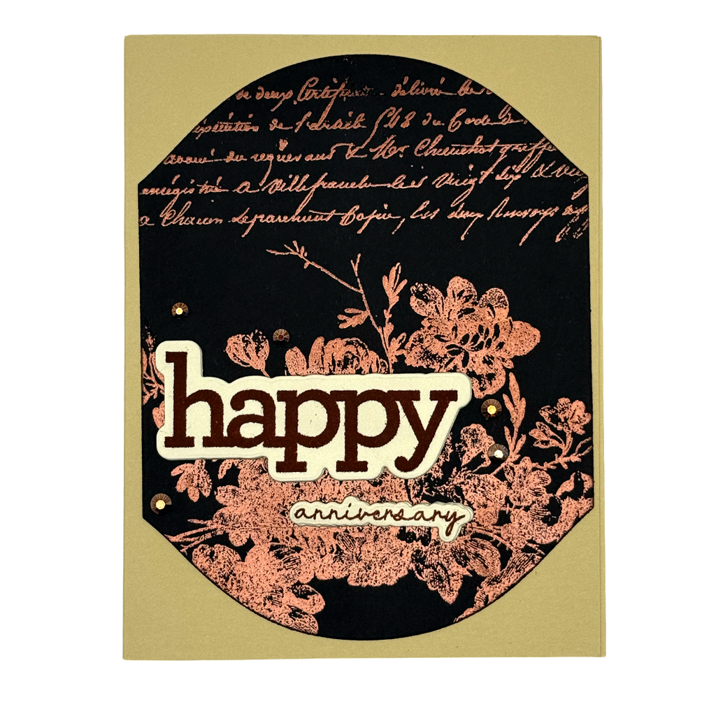 Happy Anniversary, Handcrafted Elegant Floral Card