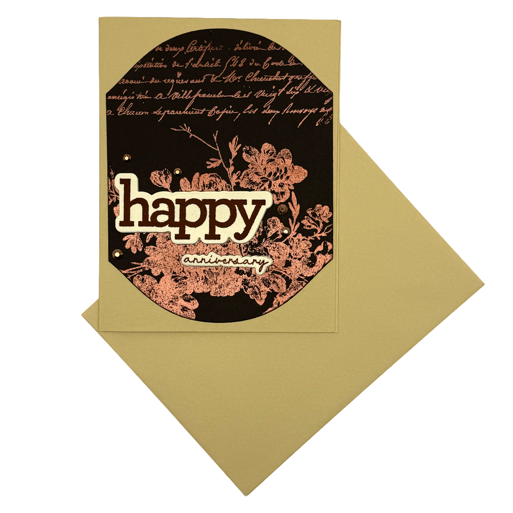 Happy Anniversary, Handcrafted Elegant Floral Card