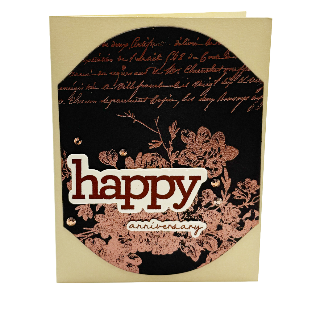 Happy Anniversary, Handcrafted Elegant Floral Card