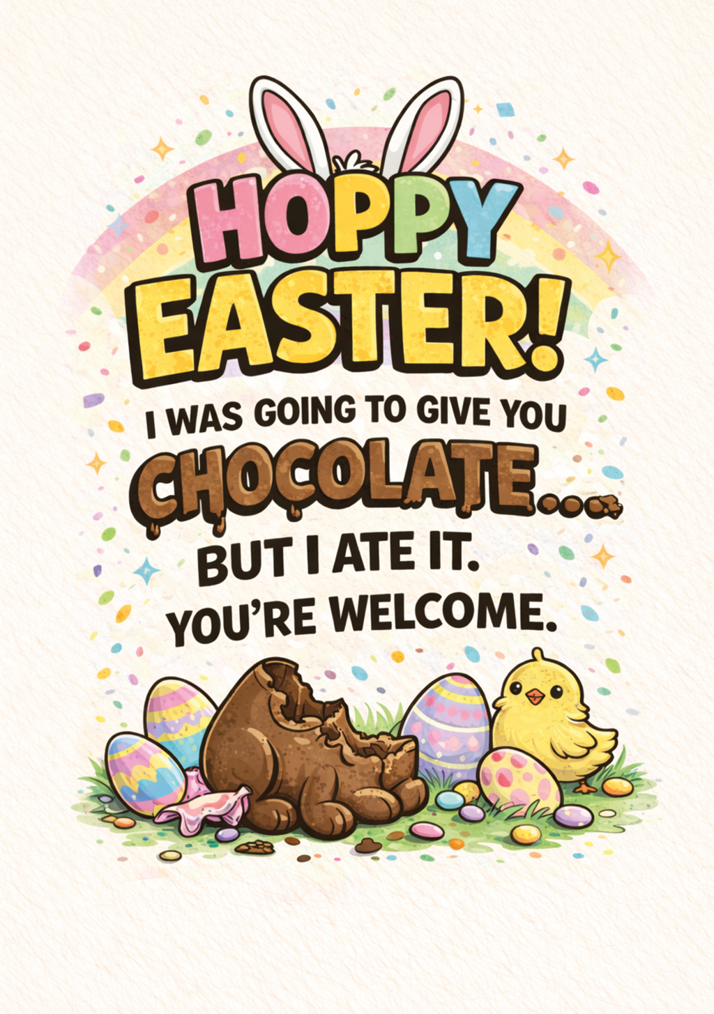 Hoppy Easter I Ate The Chocolate Card | Funny Easter Card
