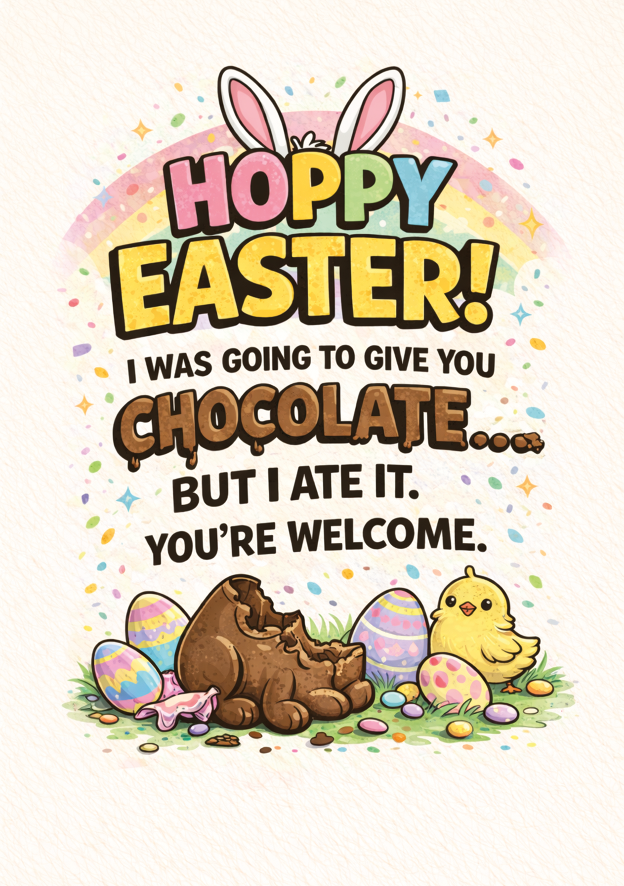 Hoppy Easter I Ate The Chocolate Card | Funny Easter Card