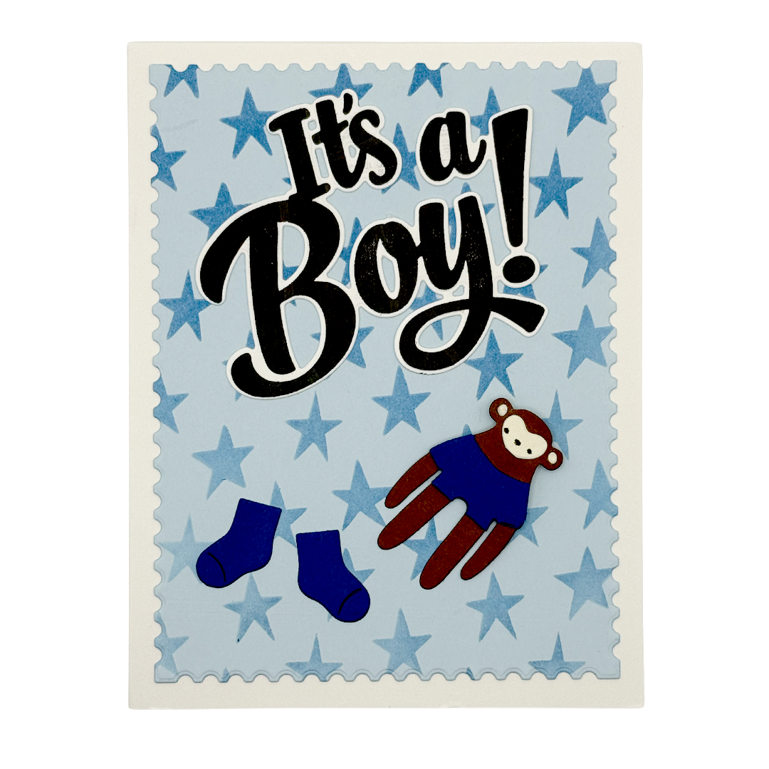 Little Monkey, Big News, Handcrafted Baby Card