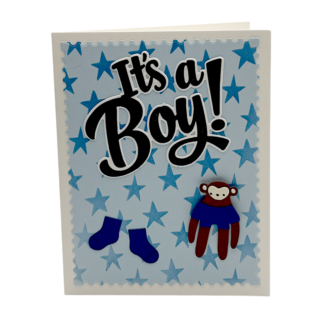 Little Monkey, Big News, Handcrafted Baby Card