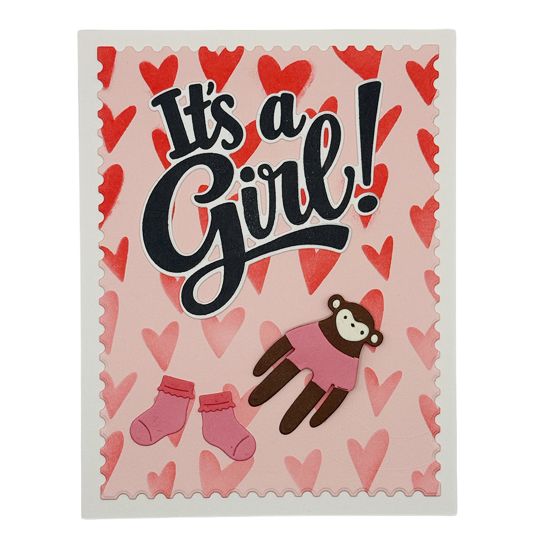 Little Monkey, Big News, Handcrafted Baby Card