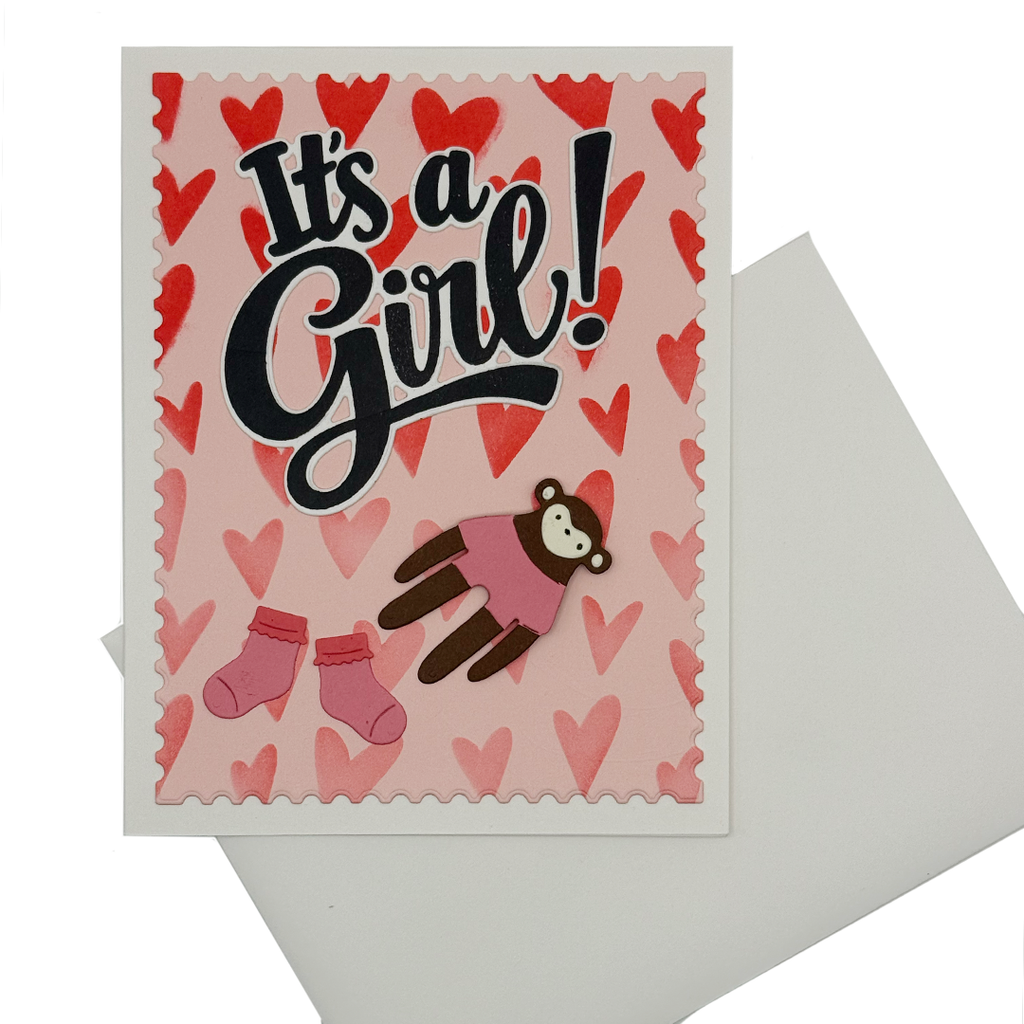 Little Monkey, Big News, Handcrafted Baby Card