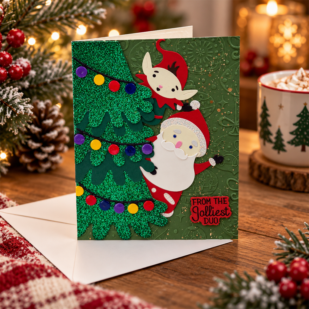Jolliest Duo - Handcrafted  Holiday Card