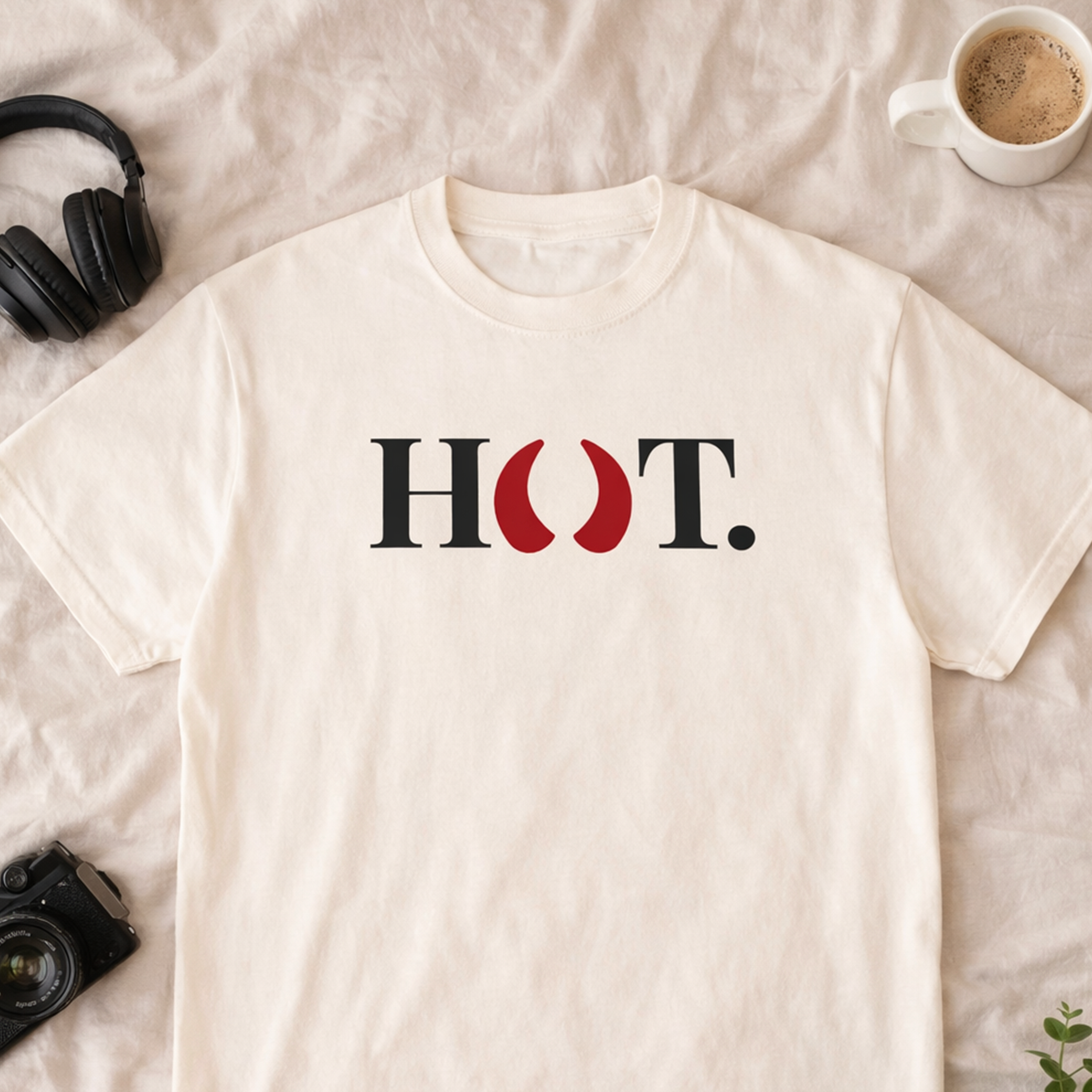 HOT. T-Shirt with Devil Horns | Bold Statement Tee