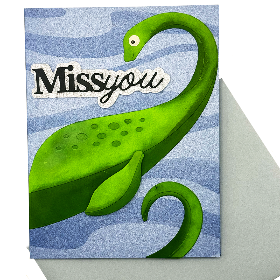 Nessie Misses You Too, Handcrafted Cryptid Greeting Card