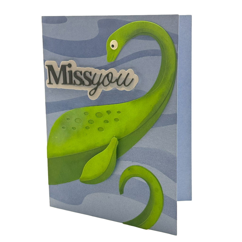Nessie Misses You Too, Handcrafted Cryptid Greeting Card