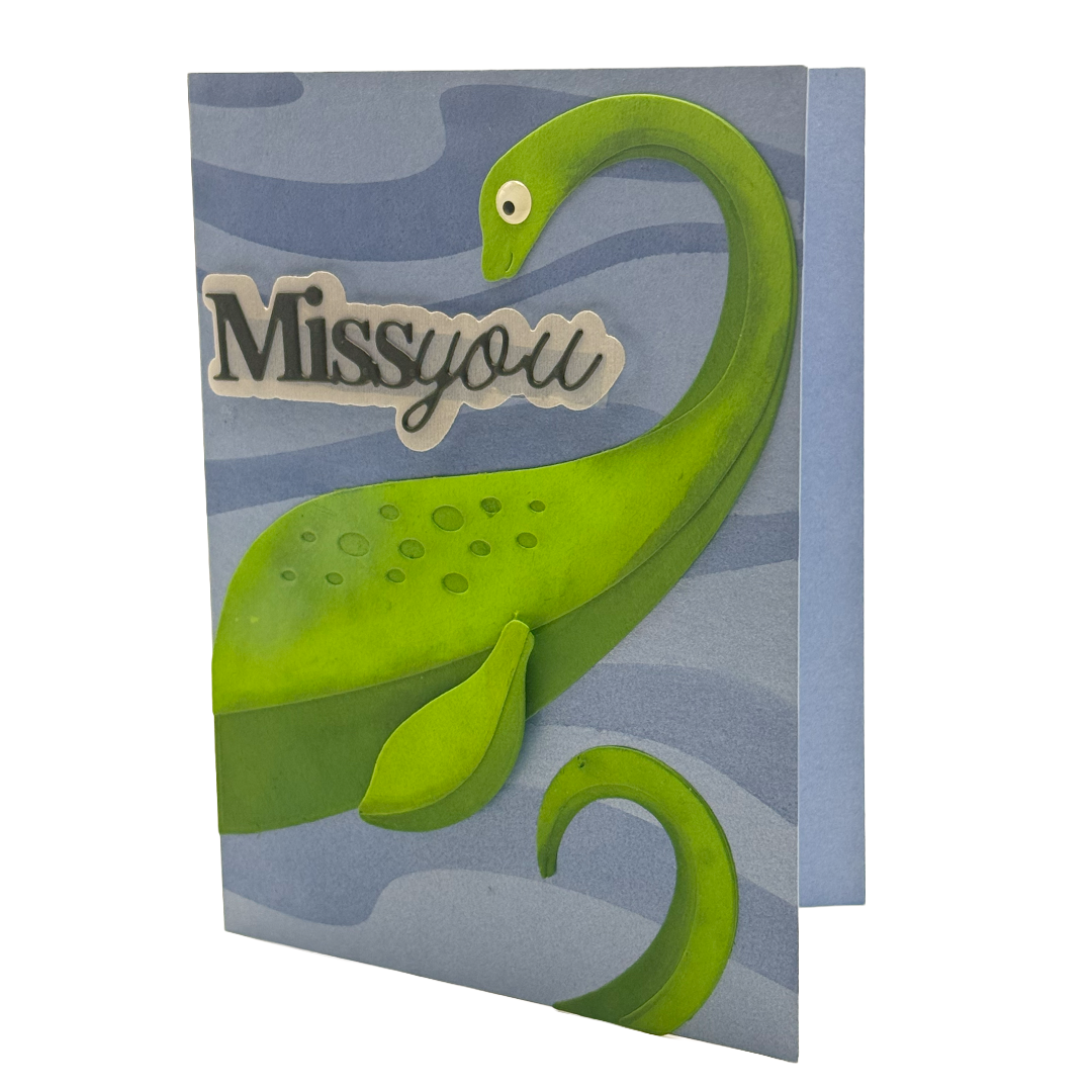 Nessie Misses You Too, Handcrafted Cryptid Greeting Card