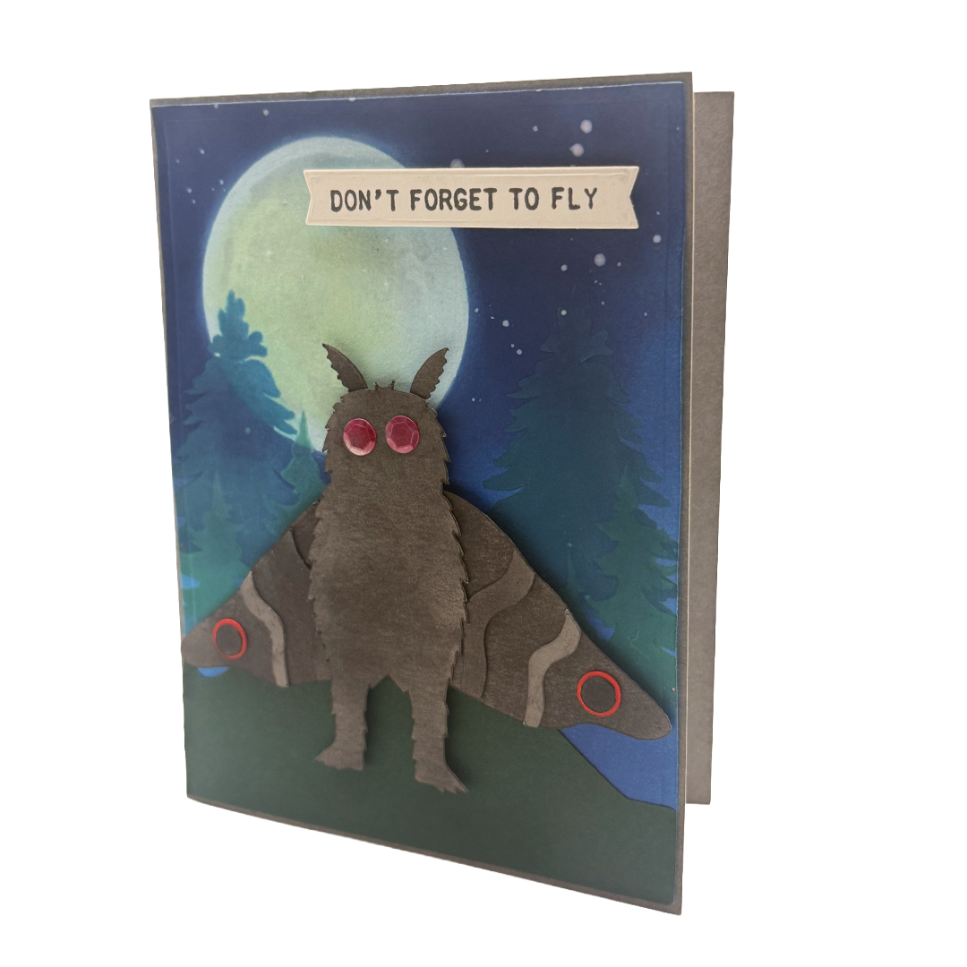 Take Flight, Mothman, Handcrafted Cryptid Greeting Card