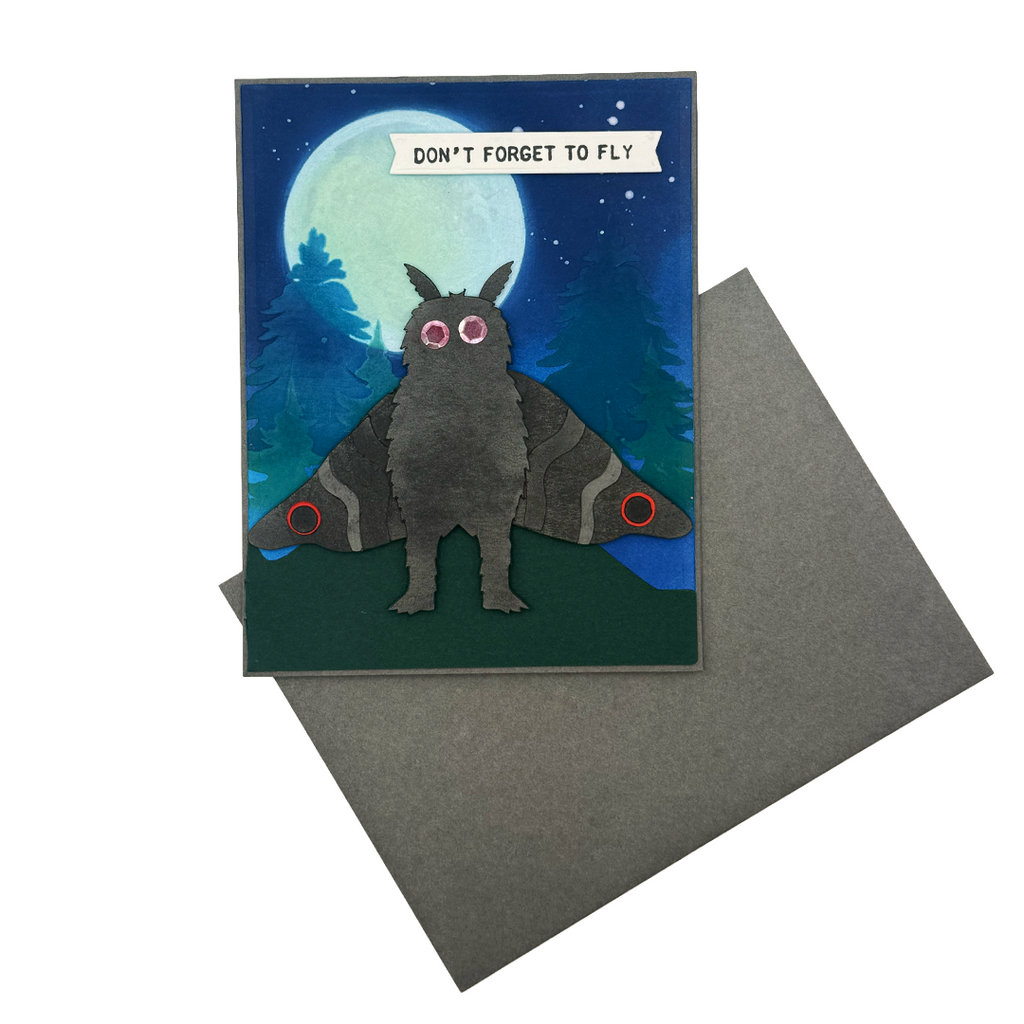 Take Flight, Mothman, Handcrafted Cryptid Greeting Card