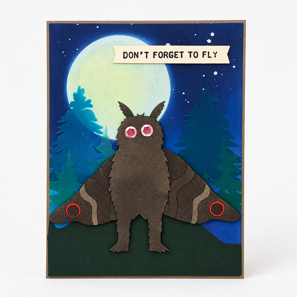 Take Flight, Mothman, Handcrafted Cryptid Greeting Card