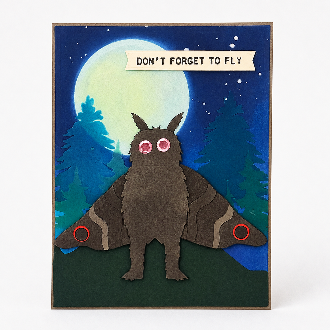 Take Flight, Mothman, Handcrafted Cryptid Greeting Card