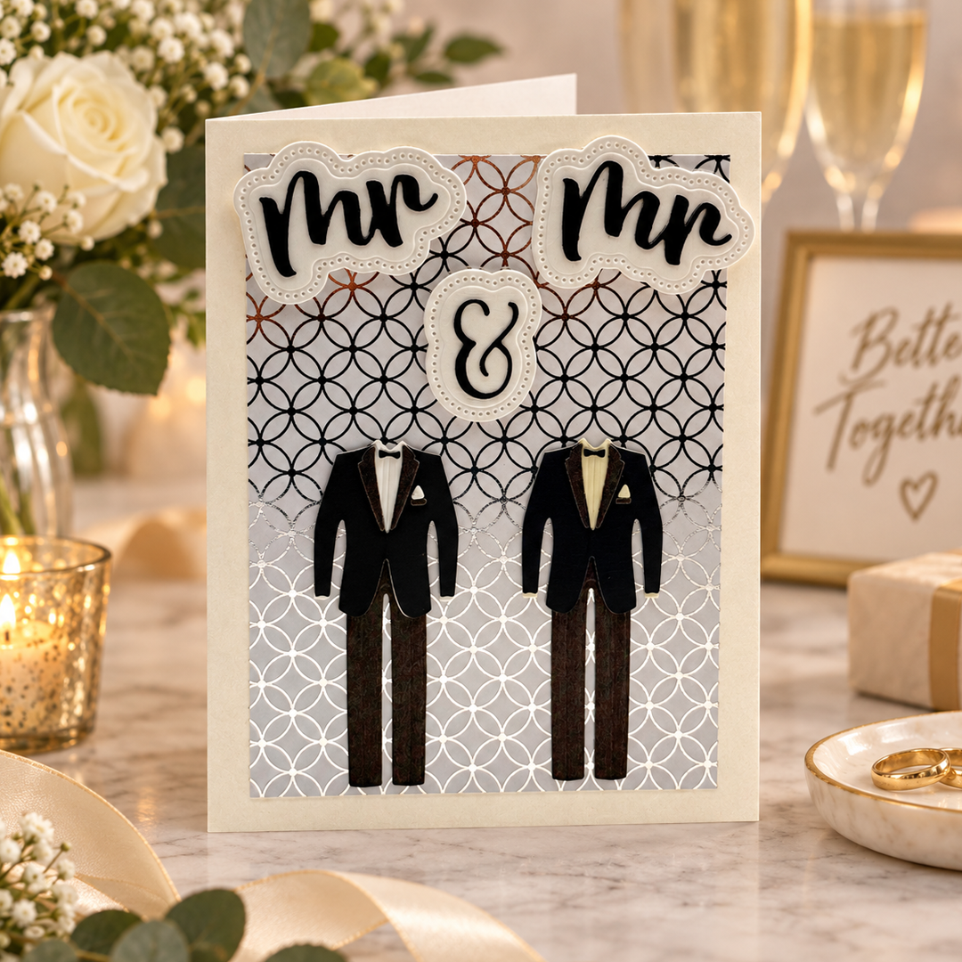 Mr. & Mr. Handcrafted Wedding Card