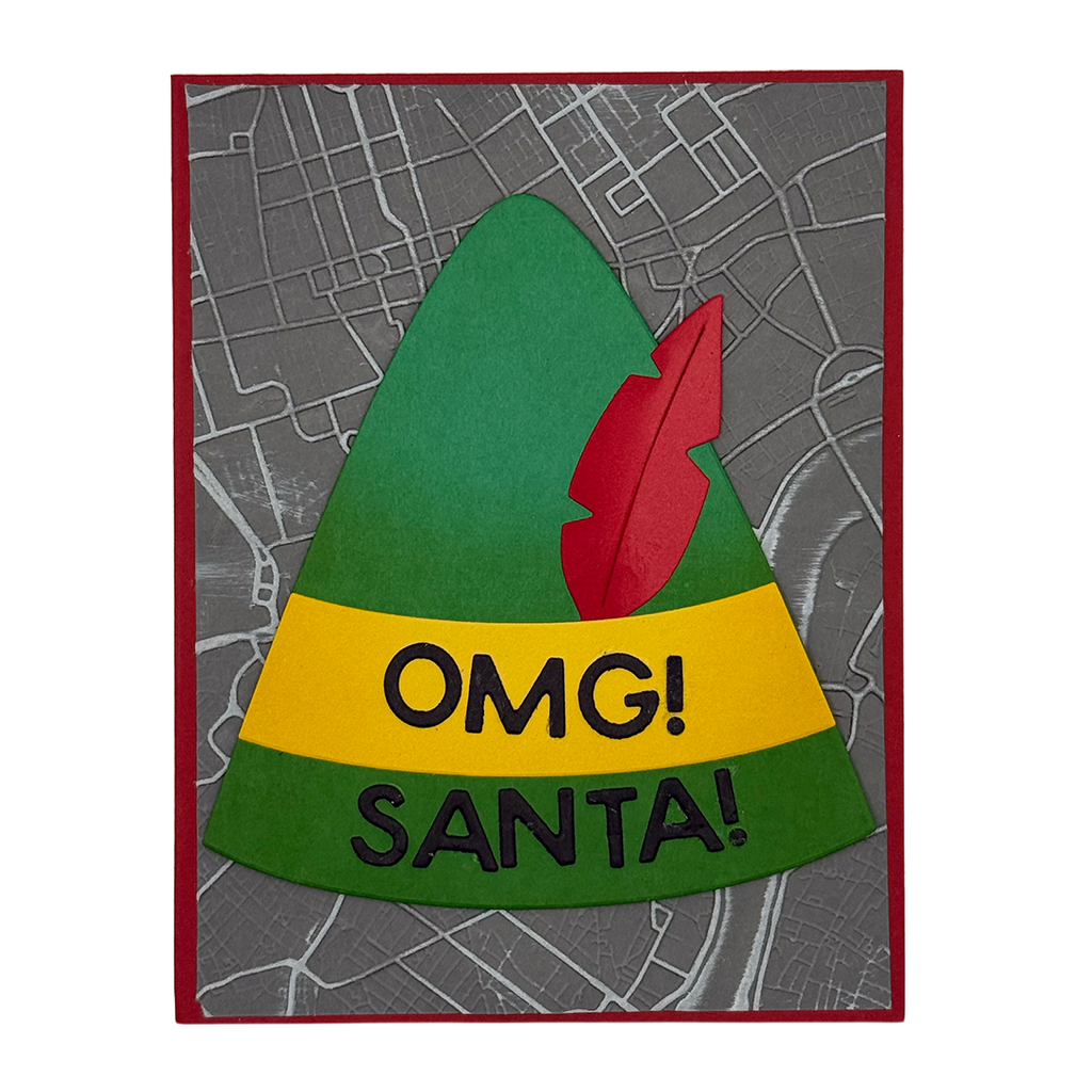 OMG! Santa!  Handcrafted Christmas Card