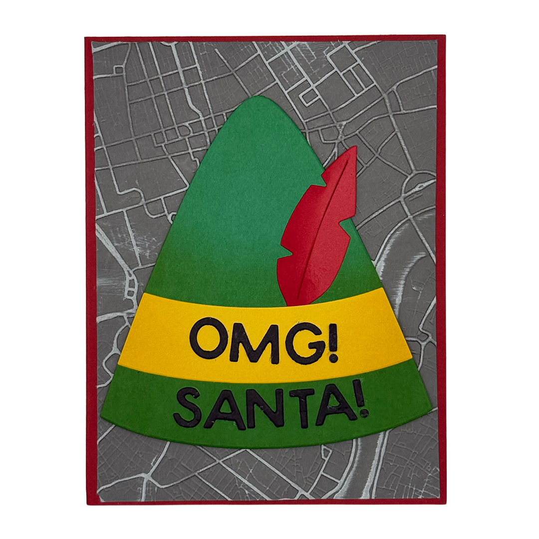 OMG! Santa!  Handcrafted Christmas Card