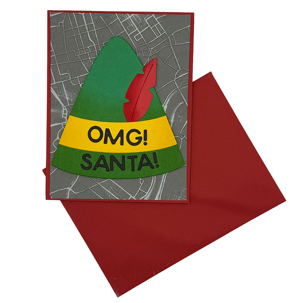 OMG! Santa!  Handcrafted Christmas Card