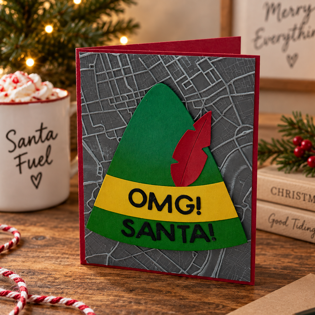 OMG! Santa!  Handcrafted Christmas Card