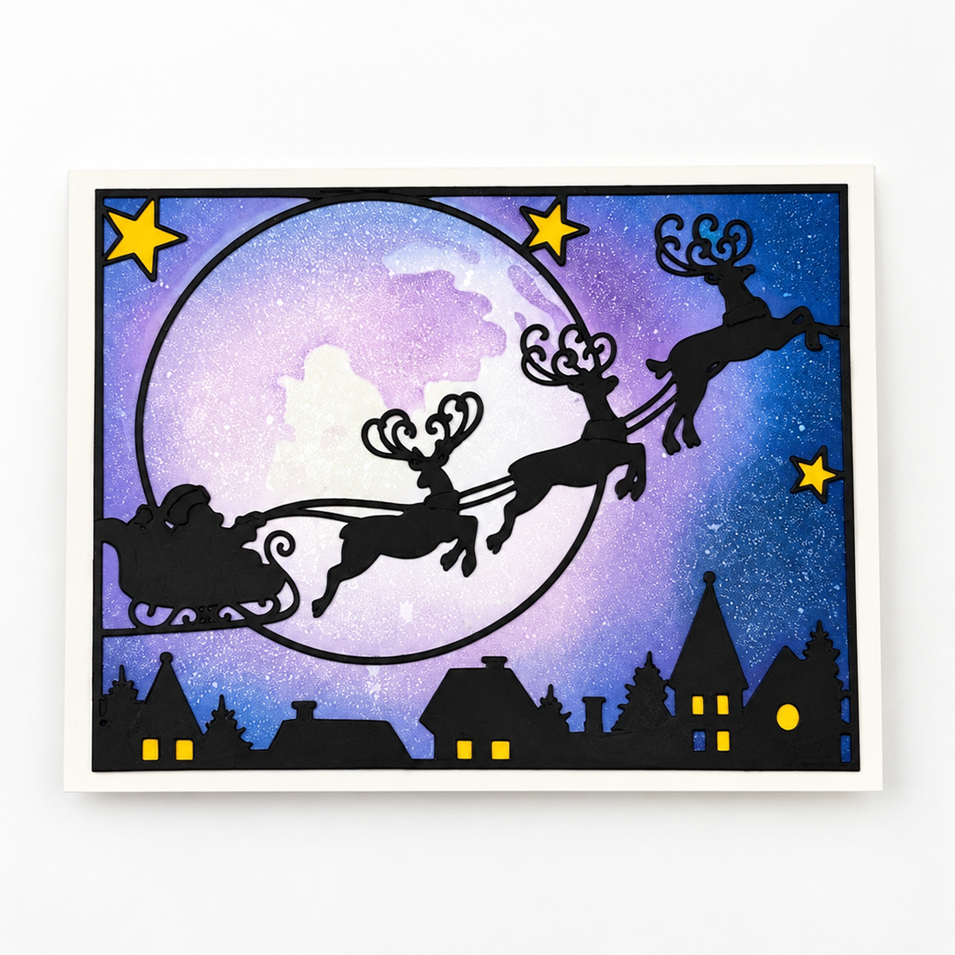Santa and Sleigh - Hand Crafted Holiday Card
