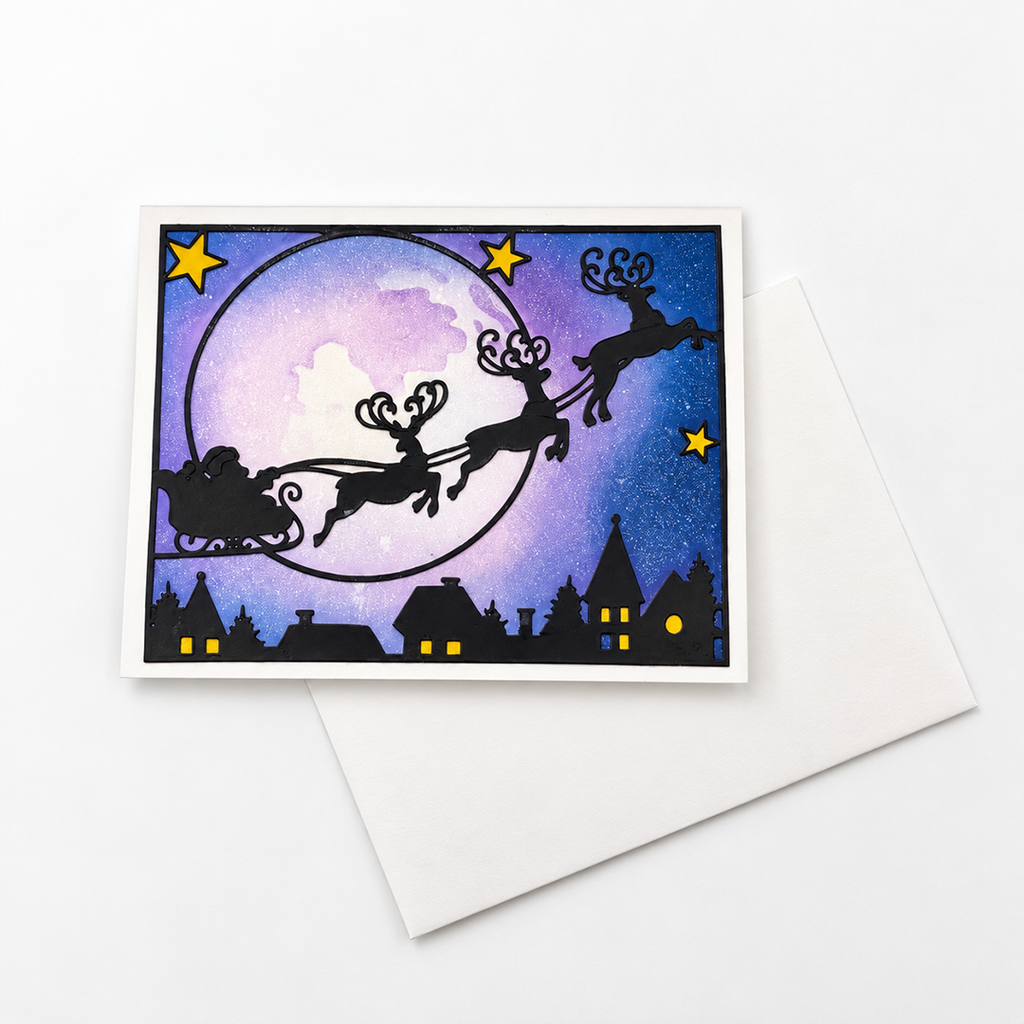 Santa and Sleigh - Hand Crafted Holiday Card