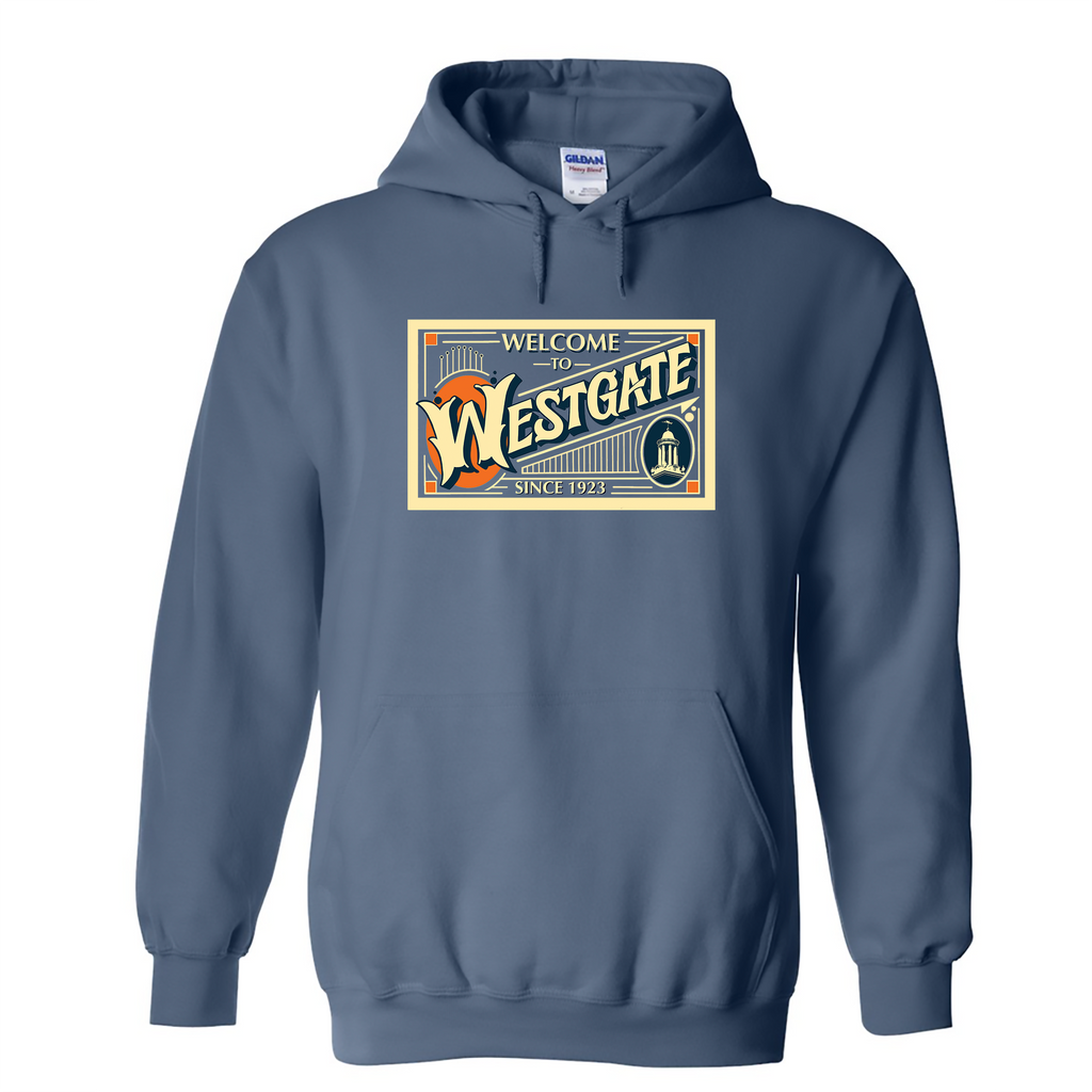 Westgate Neighborhood Hoodie – Vintage Welcome Sign Design