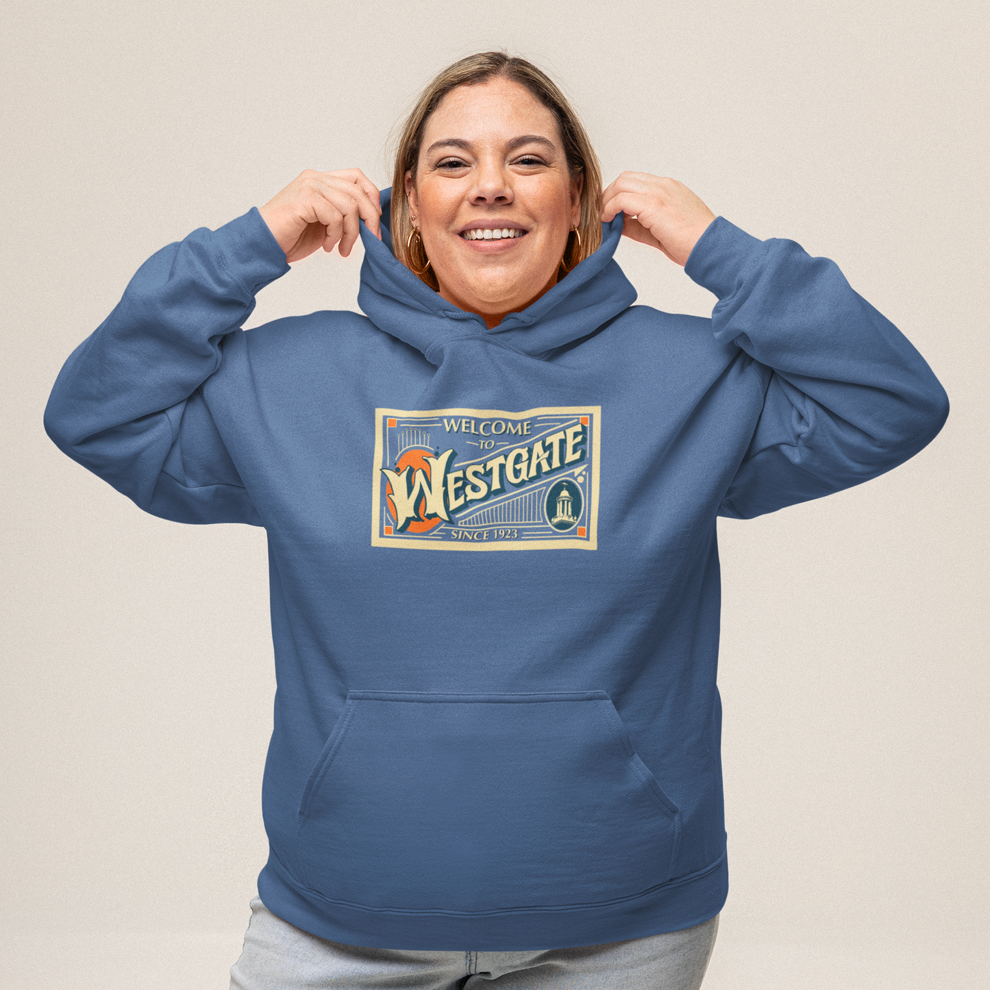 Westgate Neighborhood Hoodie – Vintage Welcome Sign Design