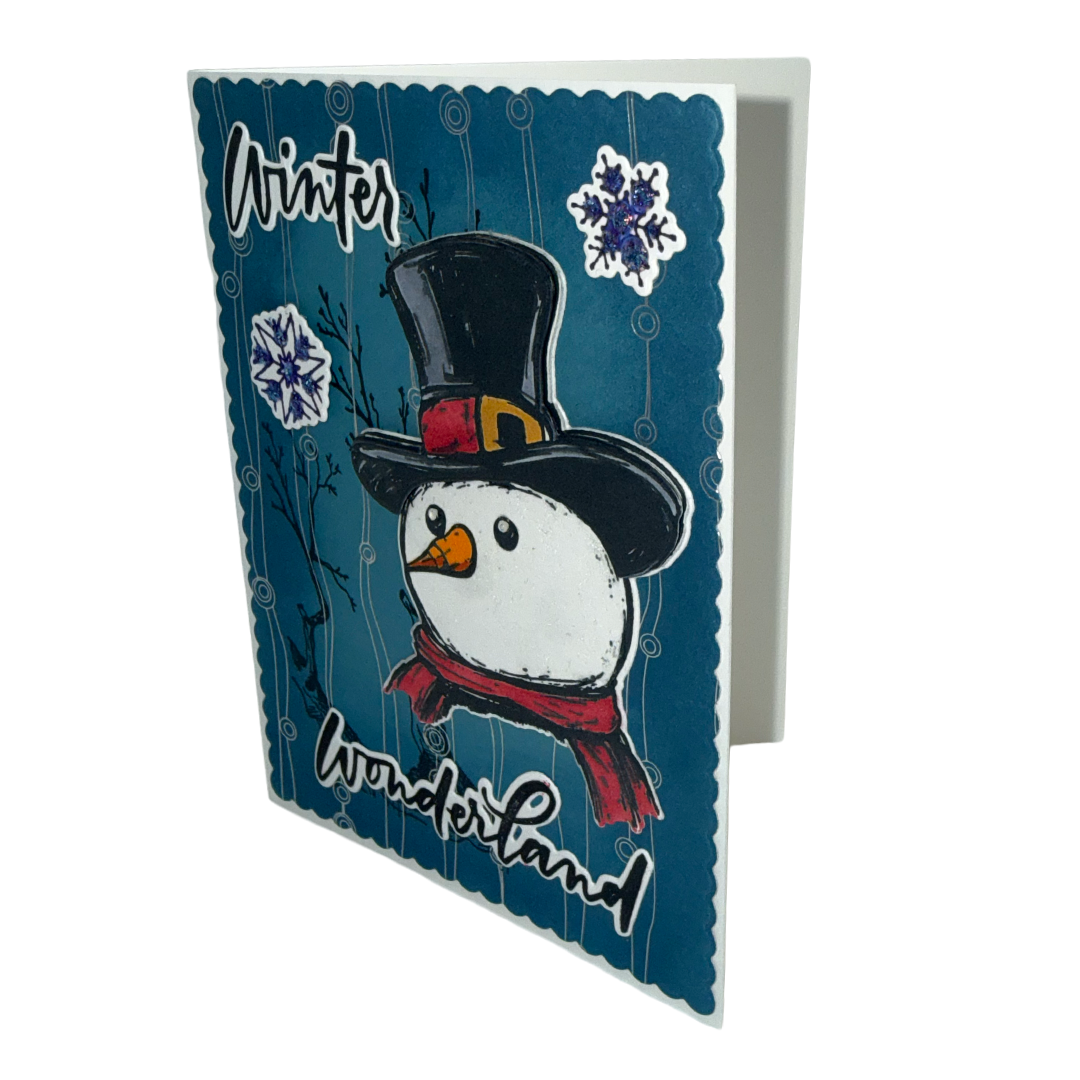Winter Wonderland, Snowman Handcrafted Card
