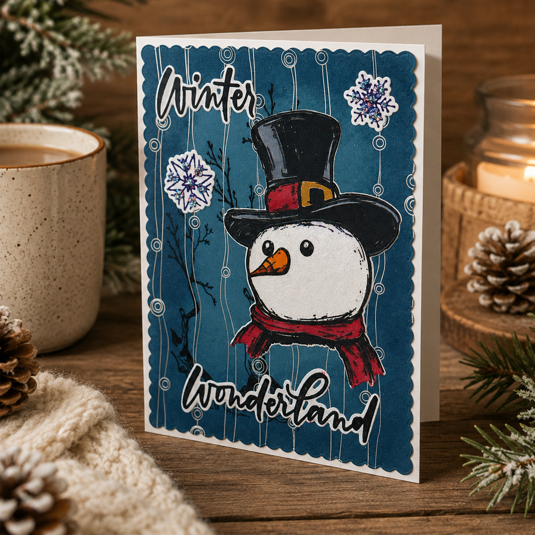 Winter Wonderland, Snowman Handcrafted Card