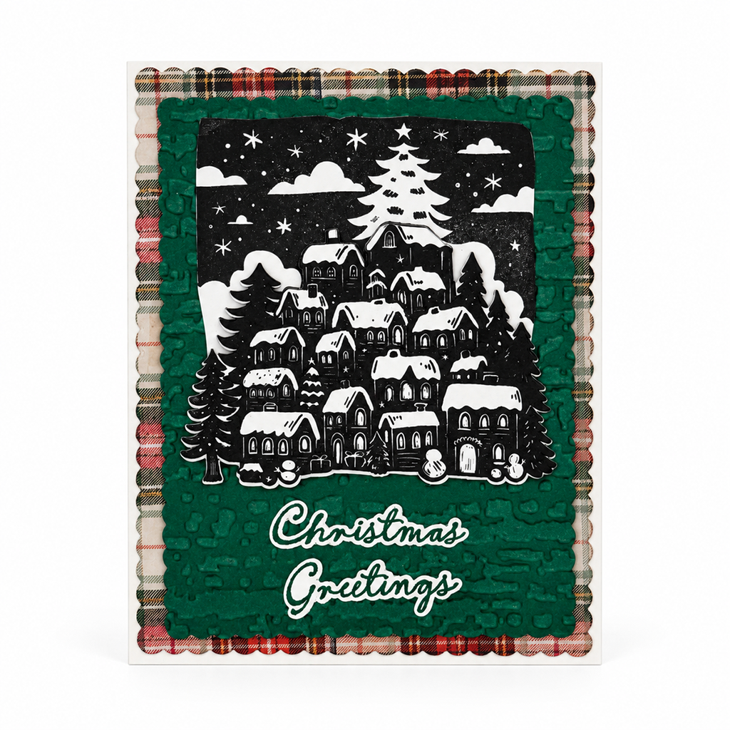 Snowy Village - Hand Crafted Holiday Card