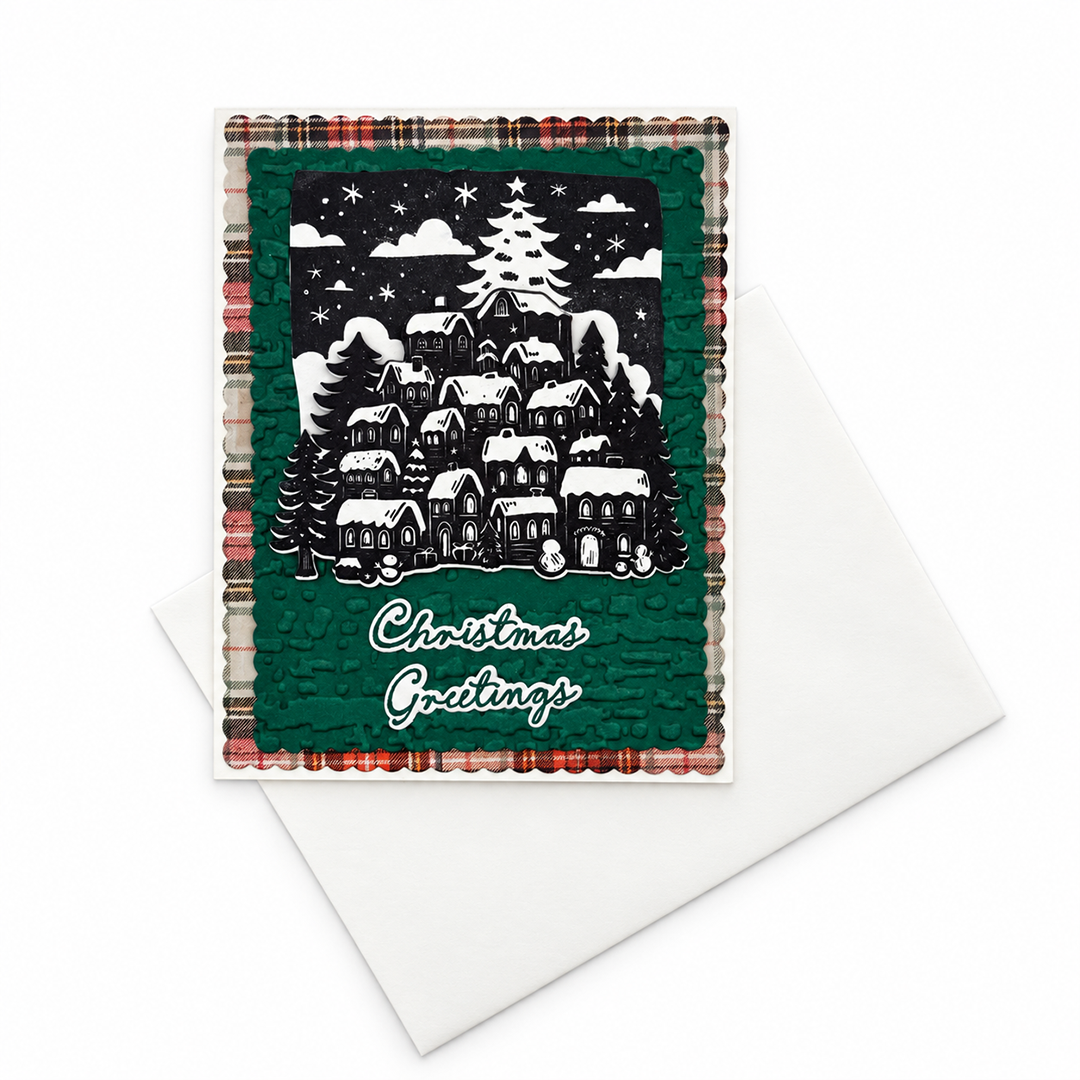 Snowy Village - Hand Crafted Holiday Card