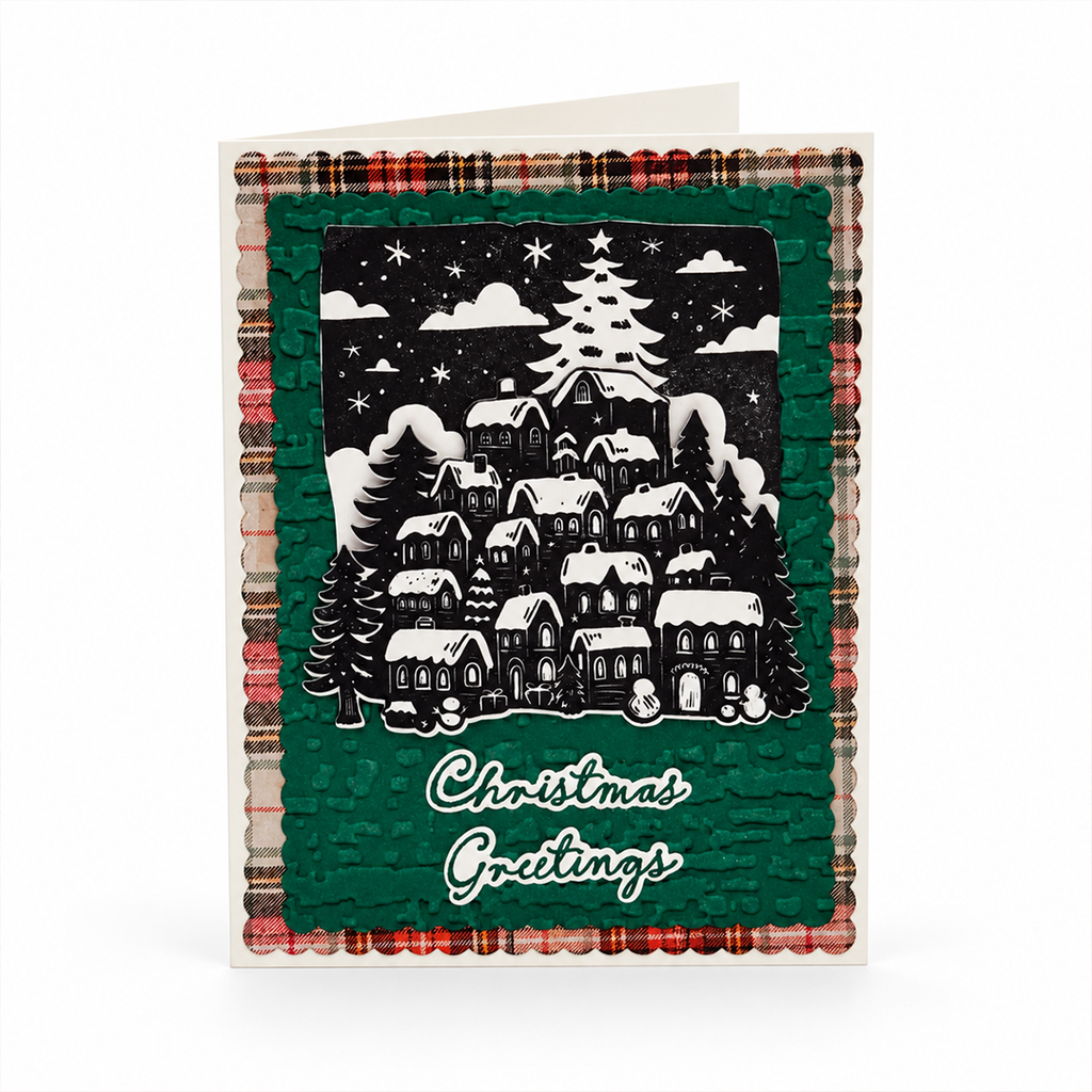 Snowy Village - Hand Crafted Holiday Card