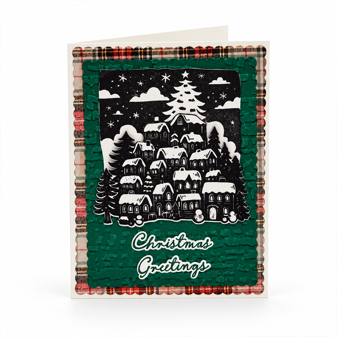 Snowy Village - Hand Crafted Holiday Card