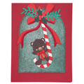 Hanging Around for Christmas, Handcrafted Interactive Teddy Bear Card