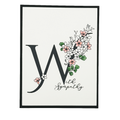 With Sympathy greeting card featuring bold W with floral cherry blossom design