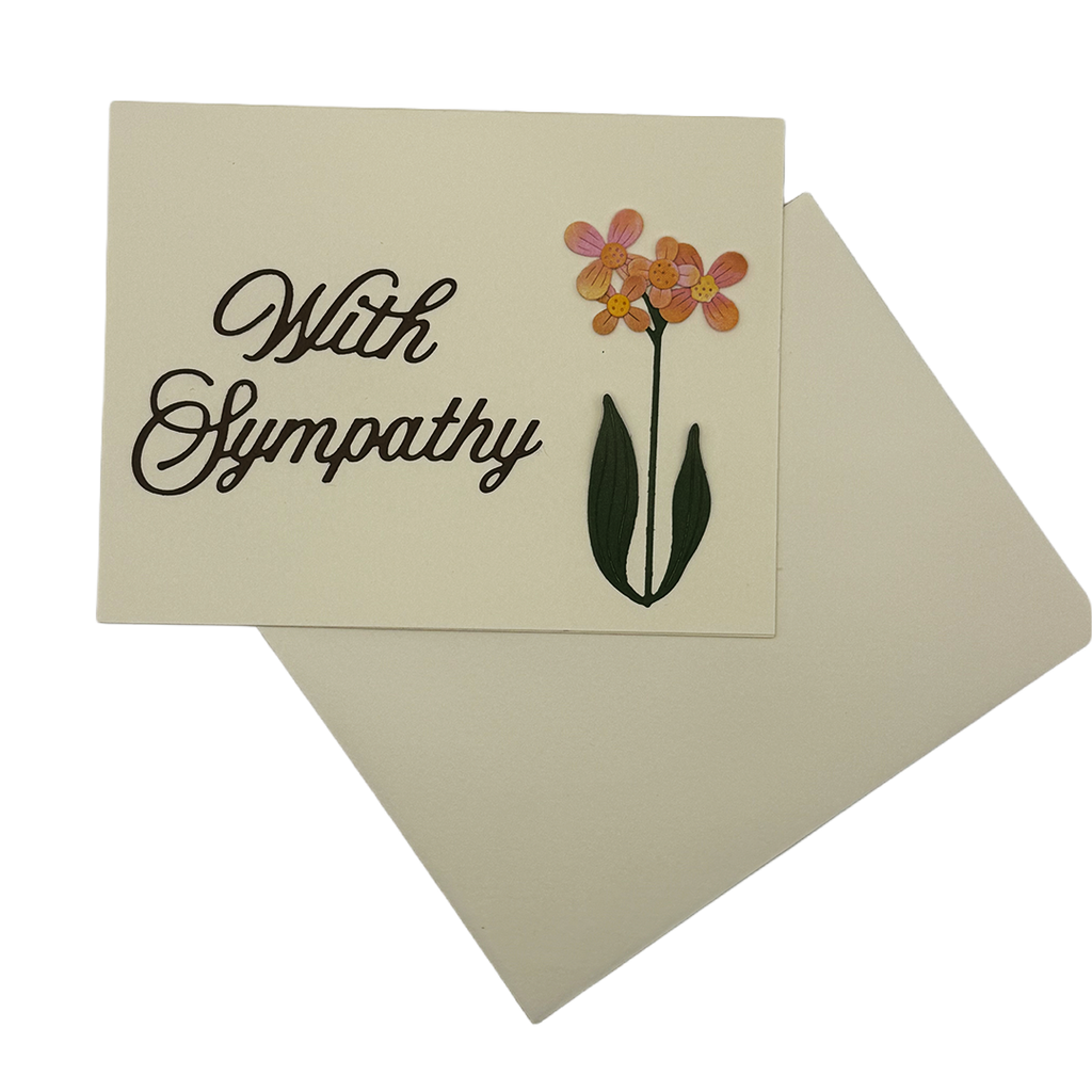 With Sympathy greeting card shown with envelope