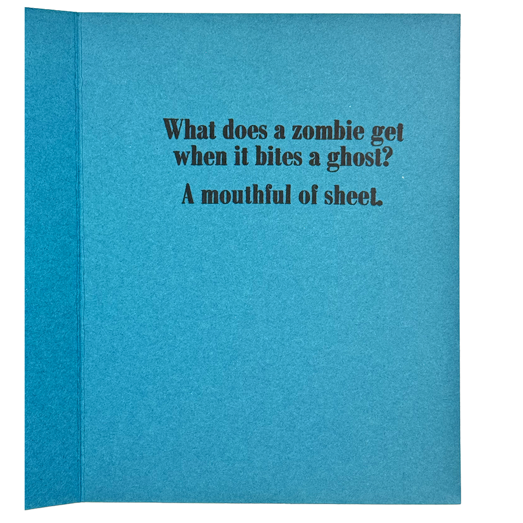 A Mouthful of Sheet, Handcrafted Zombie Halloween Card