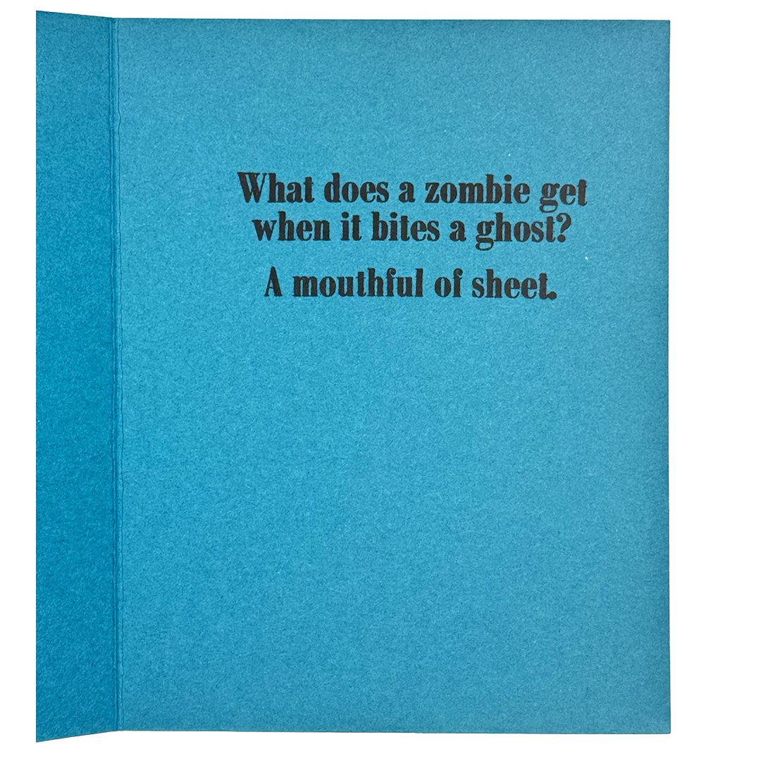 A Mouthful of Sheet, Handcrafted Zombie Halloween Card