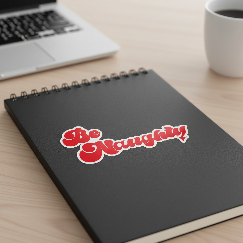 Be Naughty kiss cut sticker mockup