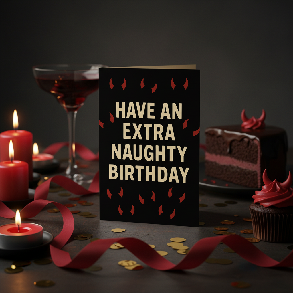 Extra Naughty Birthday Card Lifestyle Mockup