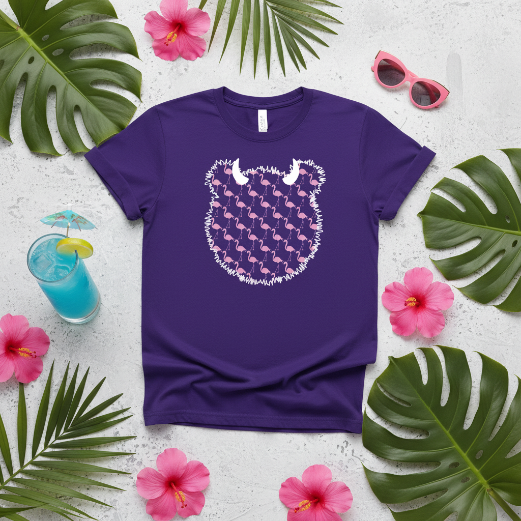 Flamingo Bear Tee - Styled Flat Lay