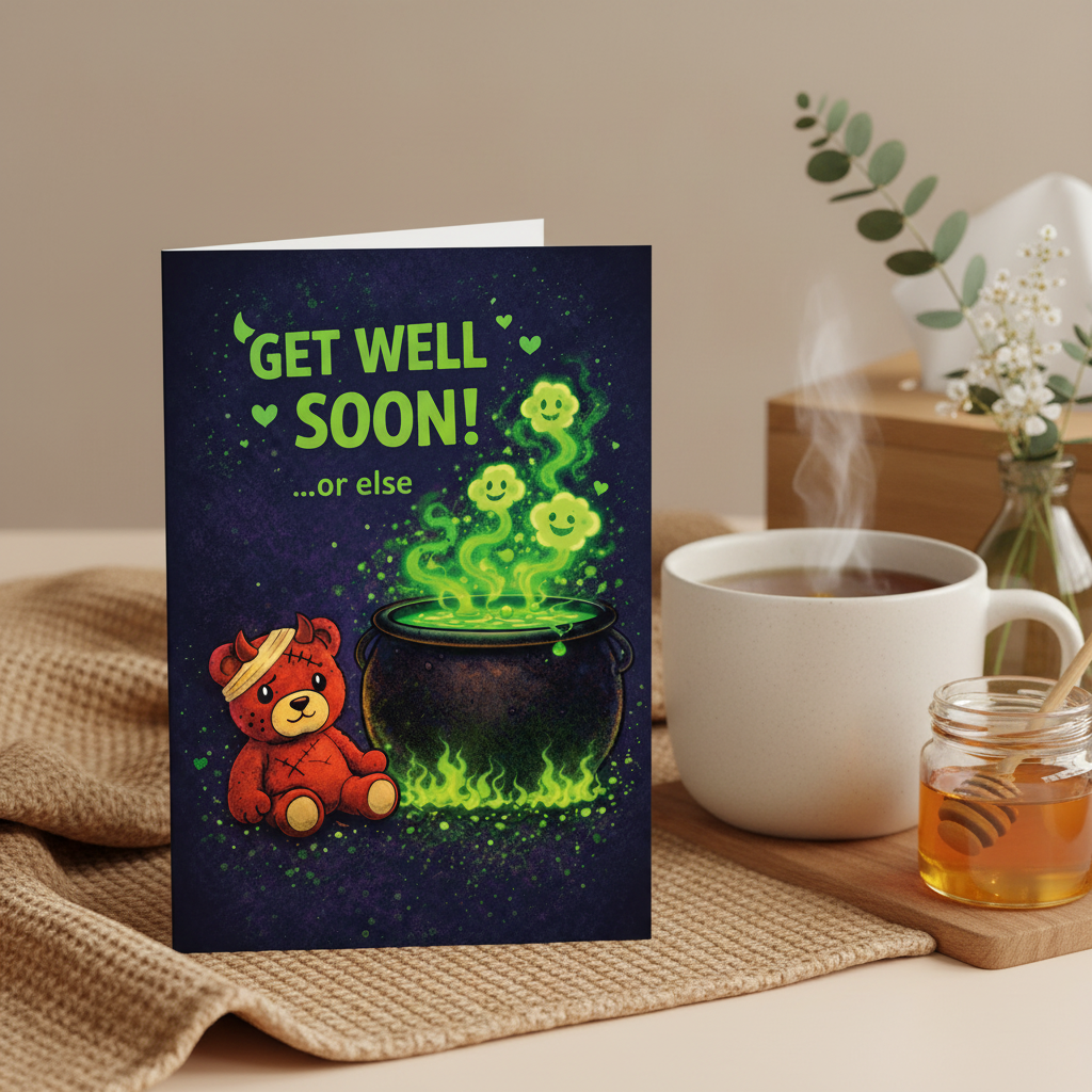 Get Well Soon Or Else Card Lifestyle Mockup