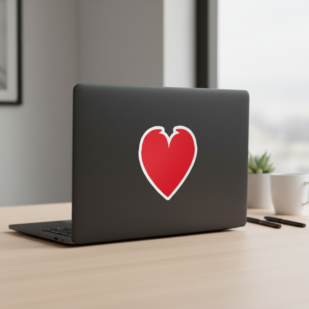 Horny Heart sticker on laptop